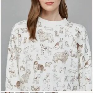 Women's Camp Willow White Dog Print Sweatshirt